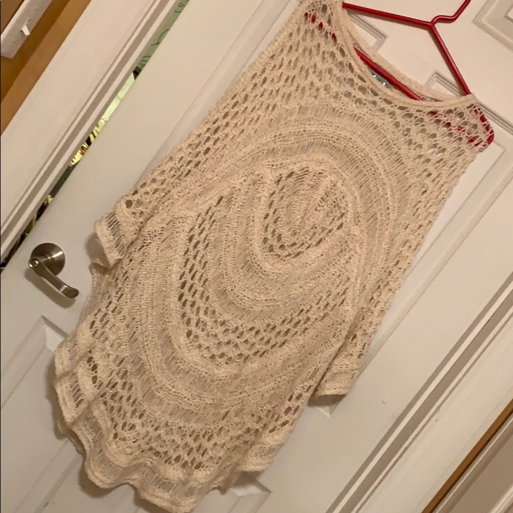 Crocheted Poncho white Wind River one size